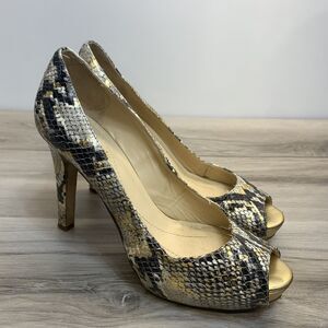 Kate Spade New York Heels Womens 7B Stiletto Pumps Snake Print Leather Italy